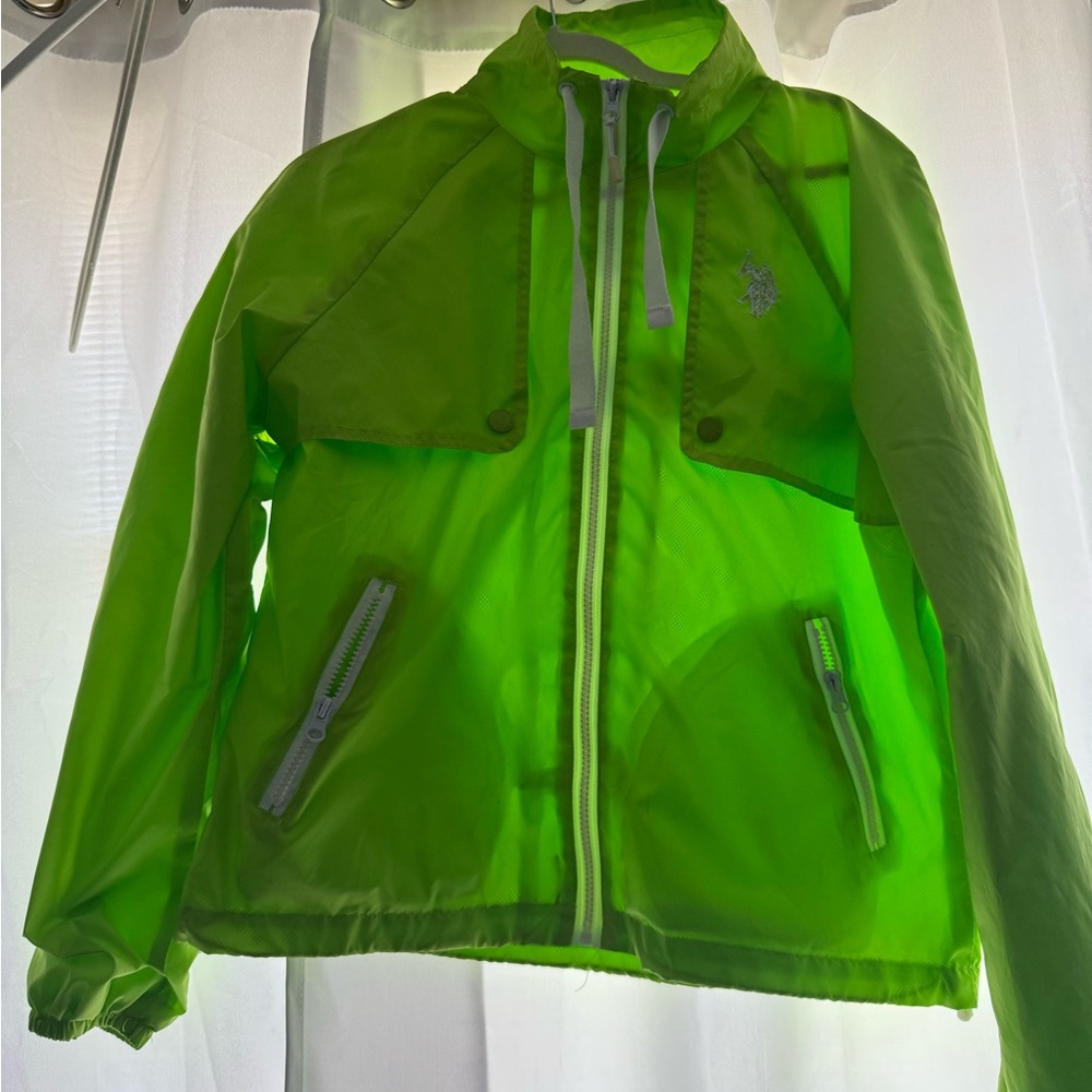 US Polo Assn Green Raincoat Lightweight Water-Resistant